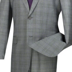 Pompey Collection - Men's Glen Plaid Dress Suit 2 Piece Regular Fit In Gray -Sapphire Dress Shop 01 VIN 2RW 1 GRAY 4