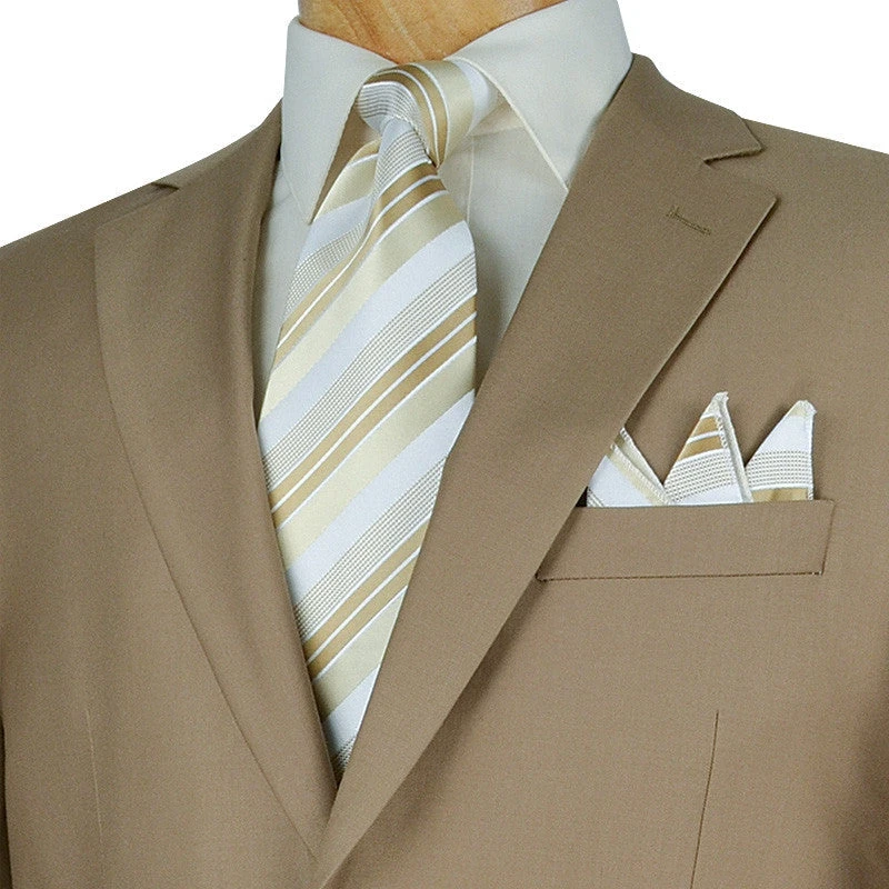 (40S) Regular Fit Suit 2 Button 2 Piece In Khaki 4 (40S) Regular Fit Suit 2 Button 2 Piece In Khaki - Image 2