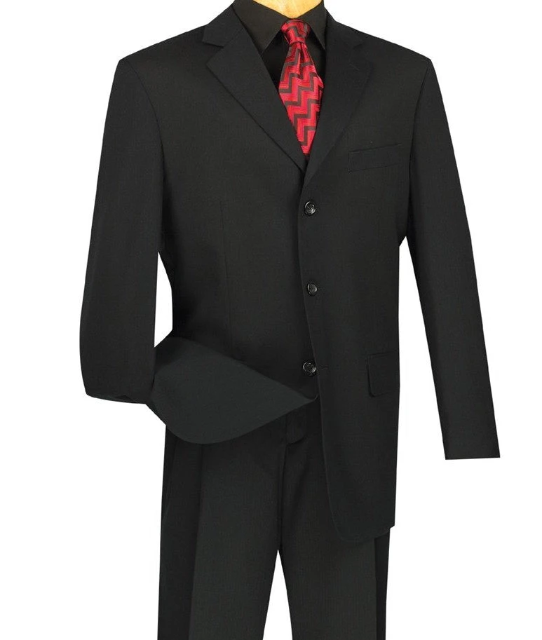 Mont Blanc Collection - Regular Fit Suit 3 Button 2 Piece In Black 3 Mont Blanc Collection - Regular Fit Suit 3 Button 2 Piece In Black