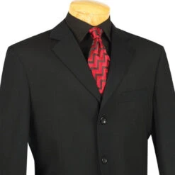 Mont Blanc Collection - Regular Fit Suit 3 Button 2 Piece In Black 8 Mont Blanc Collection - Regular Fit Suit 3 Button 2 Piece In Black -Sapphire Dress Shop 01 VIN 3PP BLACK 3