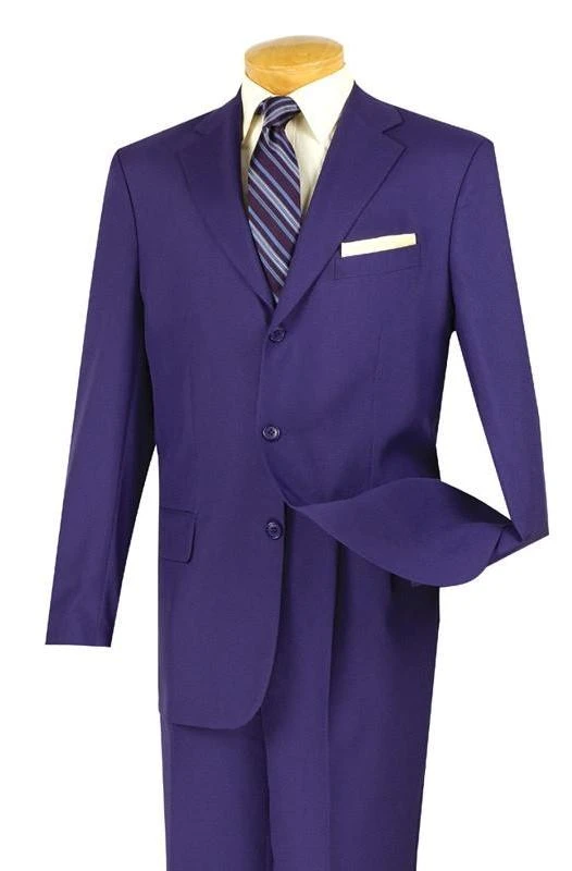 Mont Blanc Collection - Regular Fit Suit 3 Button 2 Piece In Purple 3 Mont Blanc Collection - Regular Fit Suit 3 Button 2 Piece In Purple