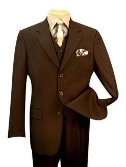 Avalon Collection - Regular Fit Men's Suit 3 Button 3 Piece Brown