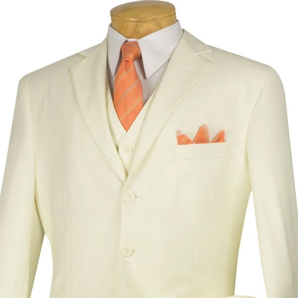 Avalon Collection - Regular Fit Men's Suit 3 Button 3 Piece Ivory 4 Avalon Collection - Regular Fit Men's Suit 3 Button 3 Piece Ivory - Image 2