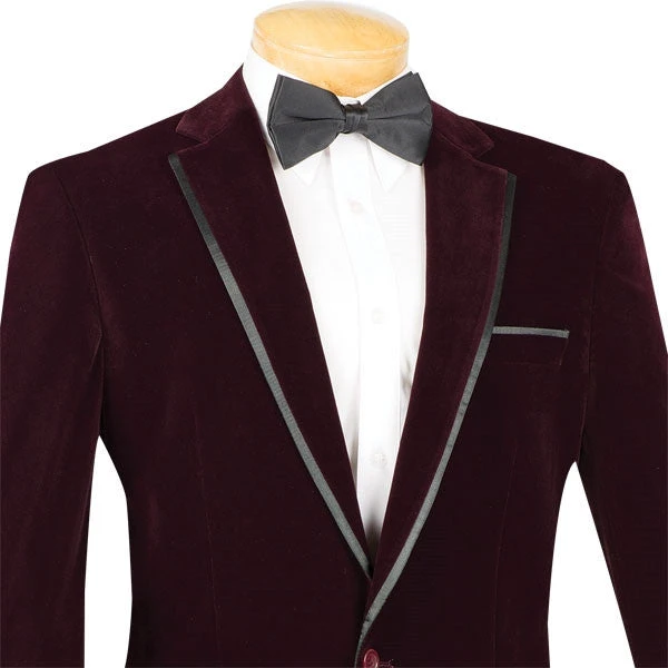 Velvet Regular Fit Men's Blazer In Wine 4 Velvet Regular Fit Men's Blazer In Wine - Image 2