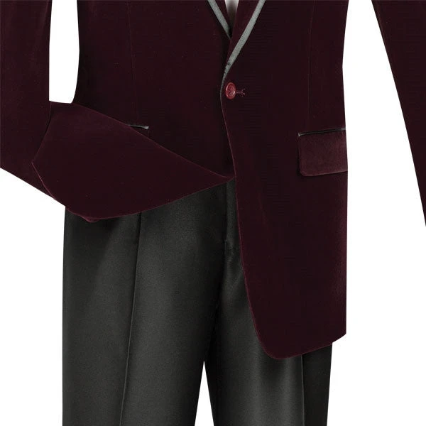 Velvet Regular Fit Men's Blazer In Wine 5 Velvet Regular Fit Men's Blazer In Wine - Image 3