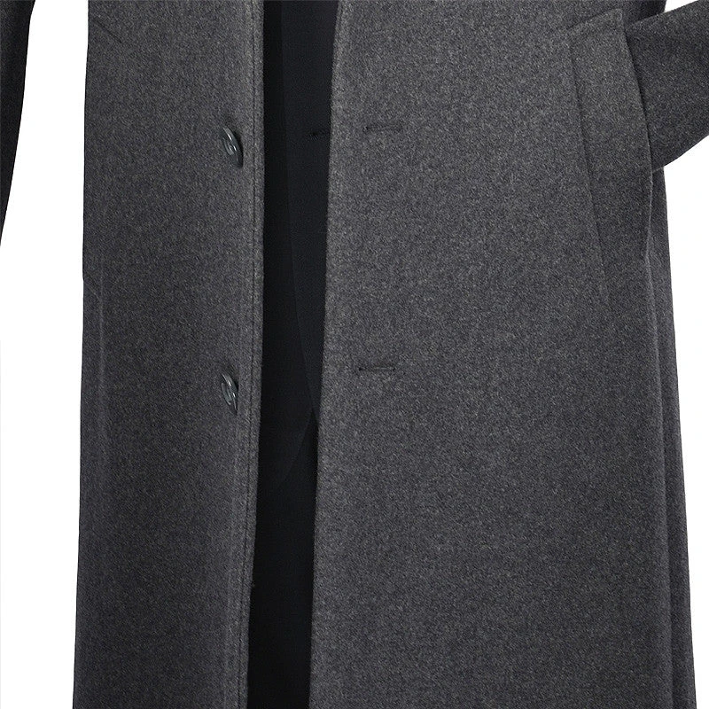 Milan Collection - Wool And Cashmere Regular Fit Dress Top Coat 48" Long In Charcoal 4 Milan Collection - Wool And Cashmere Regular Fit Dress Top Coat 48" Long In Charcoal - Image 2
