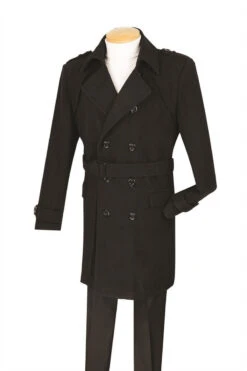 Men's Fall/Winter Slim Fit Double Breasted Top Coat In Black