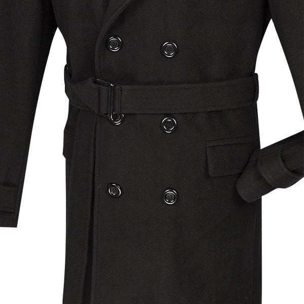 Men's Fall/Winter Slim Fit Double Breasted Top Coat In Black 5 Men's Fall/Winter Slim Fit Double Breasted Top Coat In Black - Image 3