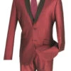 Slim Fit Shiny Sharkskin Men's 2 Piece Suit In Maroon 2 Slim Fit Shiny Sharkskin Men's 2 Piece Suit In Maroon -Sapphire Dress Shop 01 VIN S2PS 1 MAROON 2