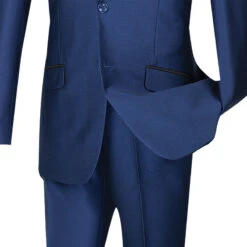 Slim Fit Shiny Sharkskin Men's 2 Piece Suit In Navy -Sapphire Dress Shop 01 VIN S2PS 1 NAVY 15 4
