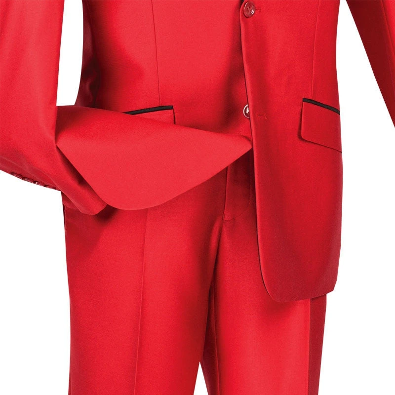 Slim FitShiny Sharkskin Men's 2 Piece Suit In Red 5 Slim FitShiny Sharkskin Men's 2 Piece Suit In Red - Image 3