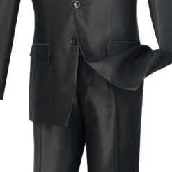 Slim Fit Men's Suit 2 Piece 2 Buttons Shiny Sharkskin In Black 7 Slim Fit Men's Suit 2 Piece 2 Buttons Shiny Sharkskin In Black -Sapphire Dress Shop 01 VIN S2RR 4 BLACK 15 4