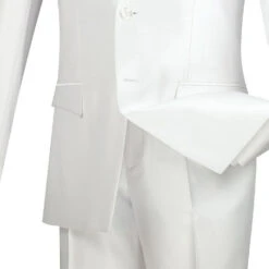 Slim Fit Men's Suit 2 Piece 2 Buttons Shiny Sharkskin In White -Sapphire Dress Shop 01 VIN S2RR 4 WHITE 15 4