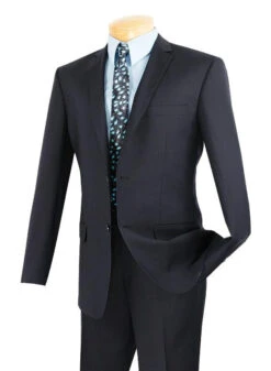 Slim Fit Men's Suit 2 Piece 2 Button In Navy