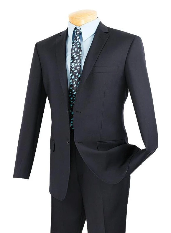 Slim Fit Men's Suit 2 Piece 2 Button In Navy 3 Slim Fit Men's Suit 2 Piece 2 Button In Navy