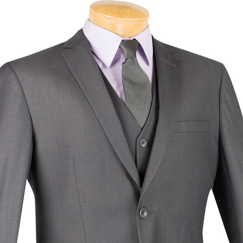 Slim Fit Men's Suit 3 Piece 2 Button In Heather Gray 4 Slim Fit Men's Suit 3 Piece 2 Button In Heather Gray - Image 2