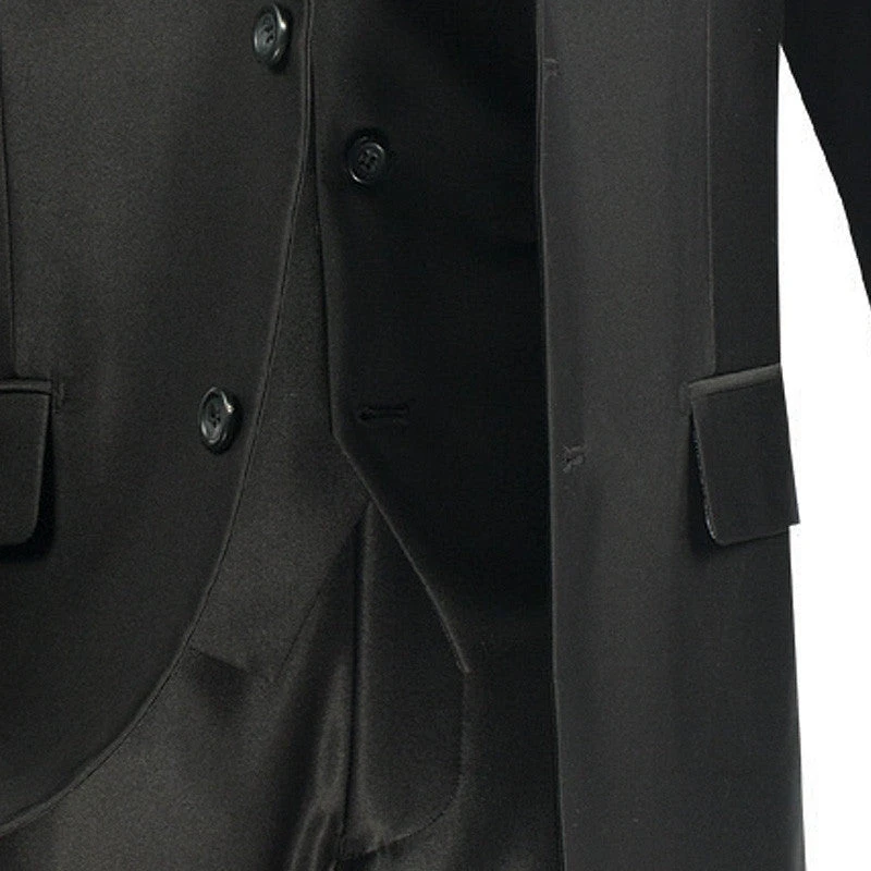 Slim Fit Men's Suit With Vest 3 Piece 2 Buttons In Black 5 Slim Fit Men's Suit With Vest 3 Piece 2 Buttons In Black - Image 3