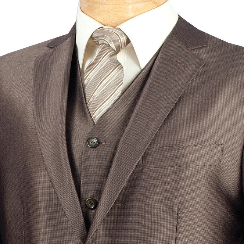 Slim Fit Men's Suit With Vest 3 Piece 2 Buttons In Mocha 4 Slim Fit Men's Suit With Vest 3 Piece 2 Buttons In Mocha - Image 2