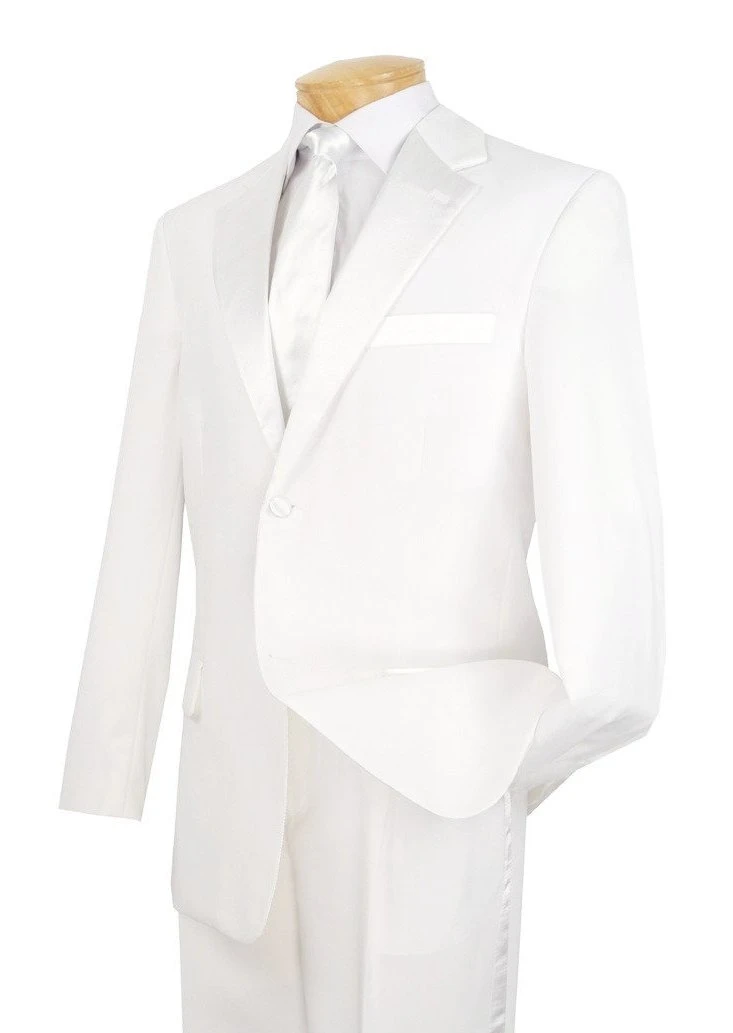 Royale Collection - Regular Fit 2 Piece Tuxedo In White 3 Royale Collection - Regular Fit 2 Piece Tuxedo In White