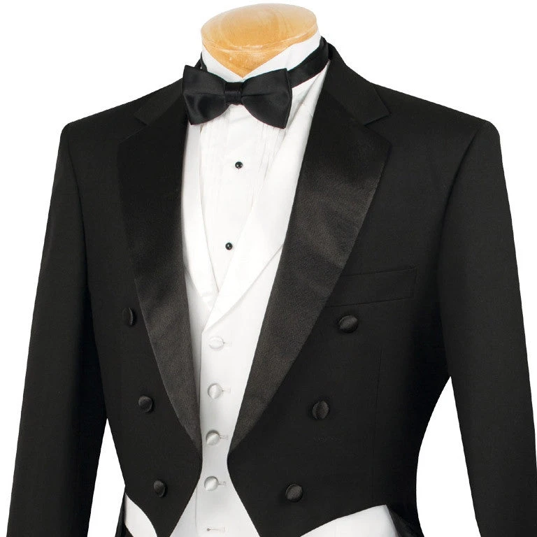 Men's Tuxedo Regular Fit Collection With Tails 3 Piece In Black 5 Men's Tuxedo Regular Fit Collection With Tails 3 Piece In Black - Image 3