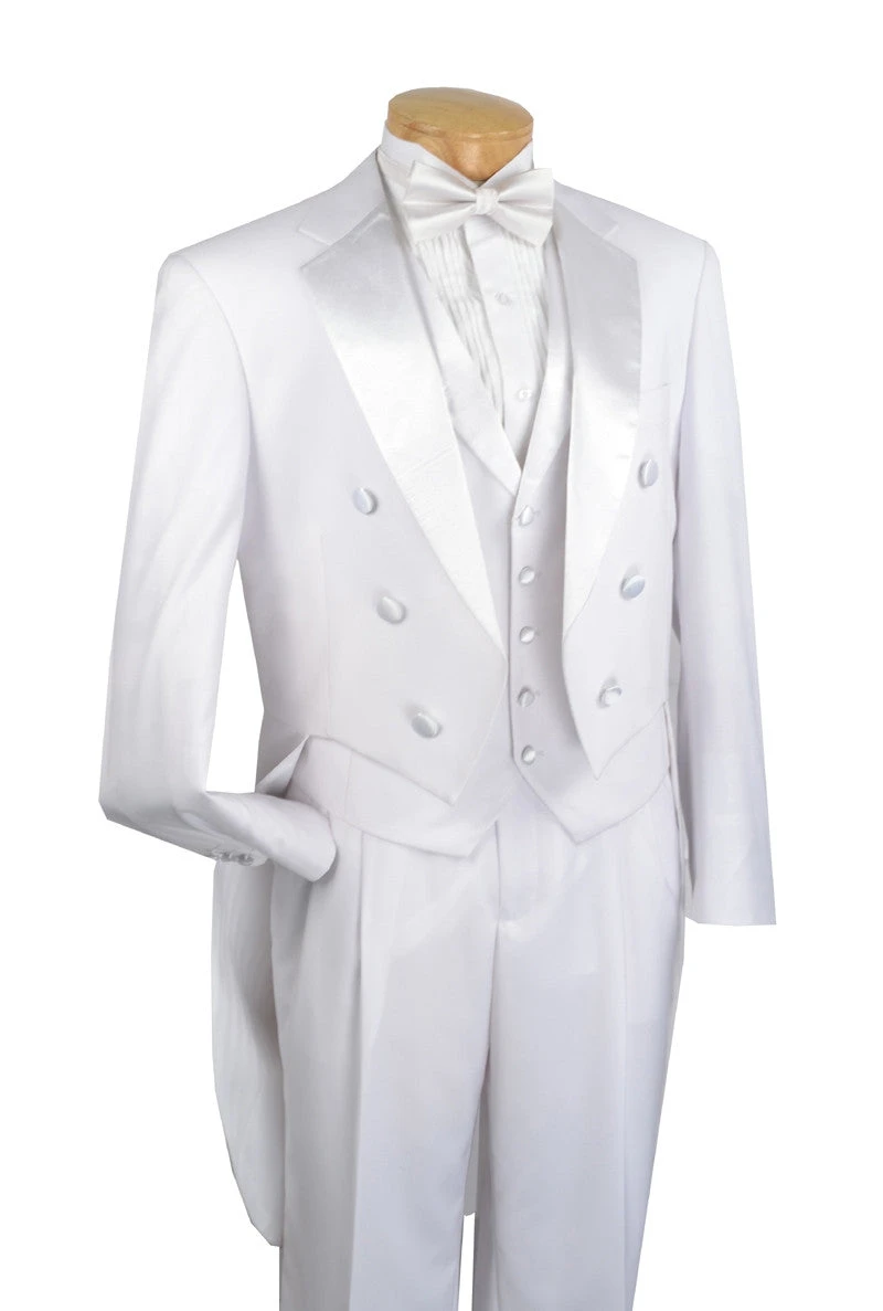 Men's Tuxedo Regular Fit Collection With Tails 3 Piece In White 3 Men's Tuxedo Regular Fit Collection With Tails 3 Piece In White