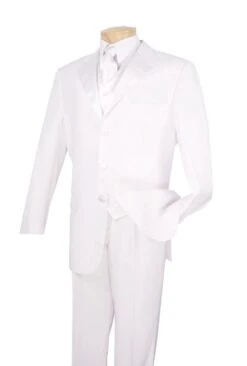 Men's Regular Fit Tuxedo 3 Piece With Vest White