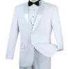 Regular Fit Satin Lapel 2 Piece Tuxedo In White 2 Regular Fit Satin Lapel 2 Piece Tuxedo In White -Sapphire Dress Shop 01 VIN T 900 WHITE 2