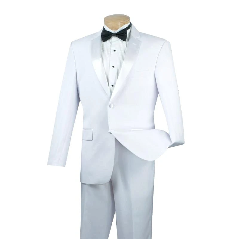 Excalibur Collection - Slim Fit Tuxedo 2 Piece 2 Button Design In White 3 Excalibur Collection - Slim Fit Tuxedo 2 Piece 2 Button Design In White
