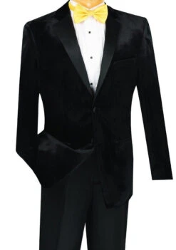 Men's Slim Fit Velvet Tuxedo 2 Piece In Black