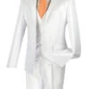 Designed Shiny Sharkskin Suit Ultra Slim Fit 3 Piece In White