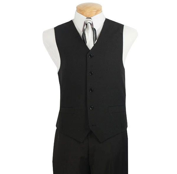 Black Men's Regular Fit Vest 5 Buttons 3 Black Men's Regular Fit Vest 5 Buttons
