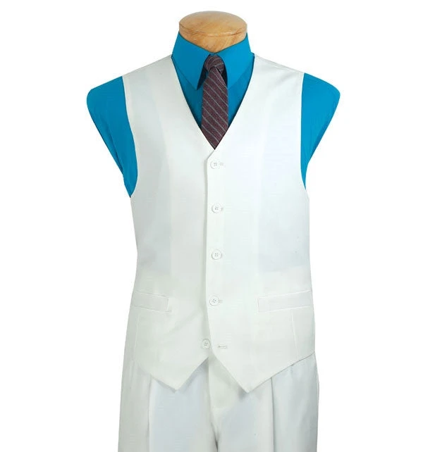 Men's Regular Fit Vest 5 Buttons In White 3 Men's Regular Fit Vest 5 Buttons In White