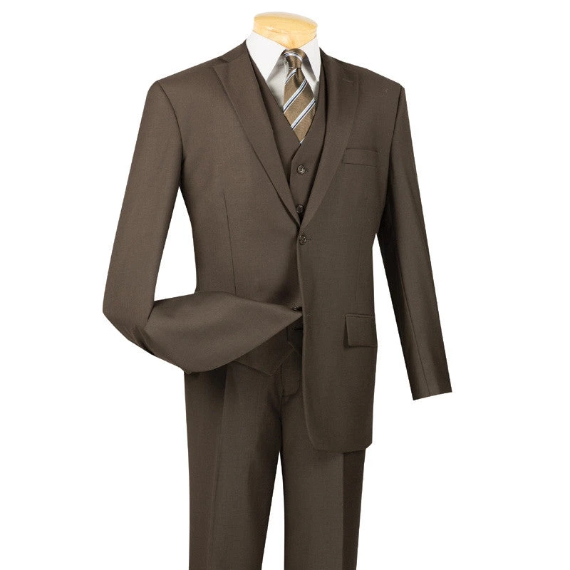 Morgan Collection - Regular Fit 3 Piece Suit 2 Button Brown 3 Morgan Collection - Regular Fit 3 Piece Suit 2 Button Brown