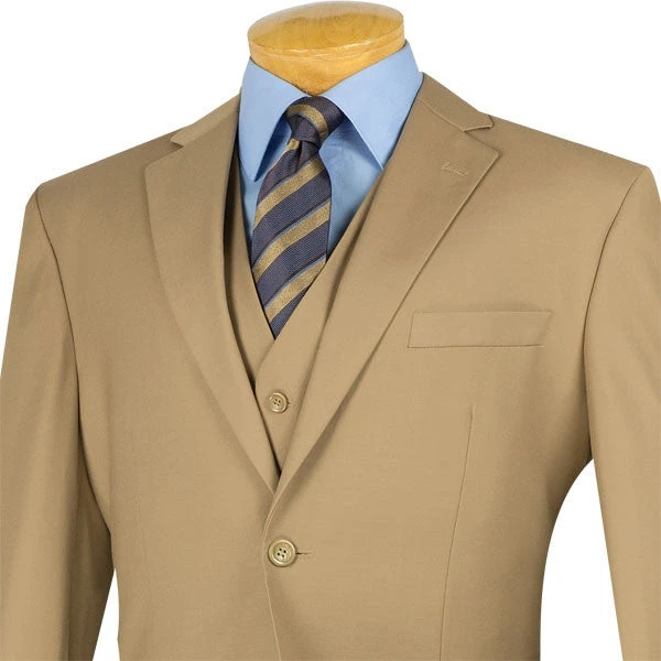 Morgan Collection - Regular Fit 3 Piece Suit 2 Button Khaki 4 Morgan Collection - Regular Fit 3 Piece Suit 2 Button Khaki - Image 2