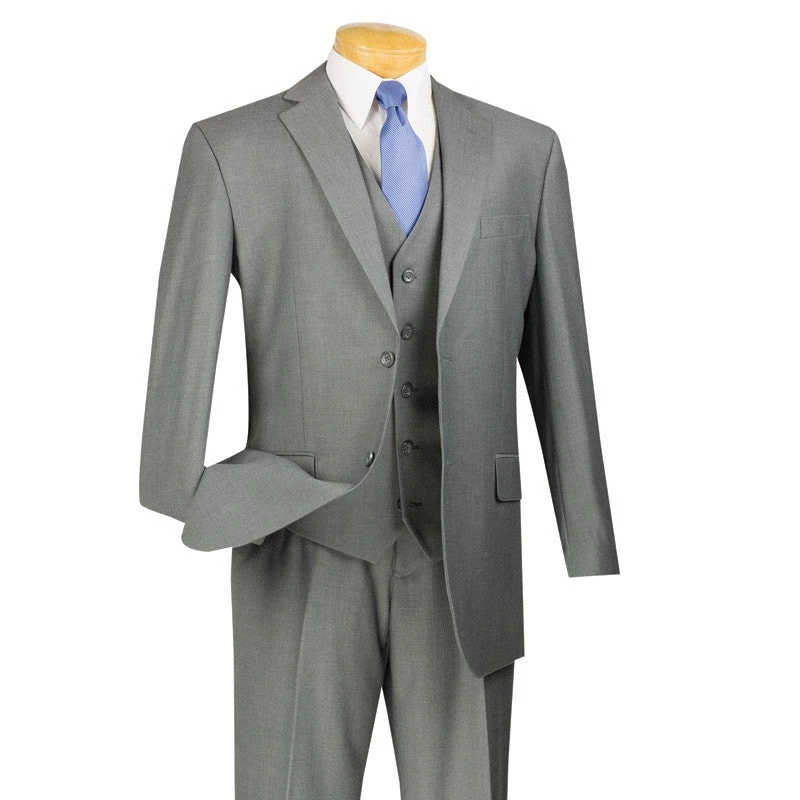 Morgan Collection - Regular Fit 3 Piece Suit 2 Button Medium Gray 3 Morgan Collection - Regular Fit 3 Piece Suit 2 Button Medium Gray