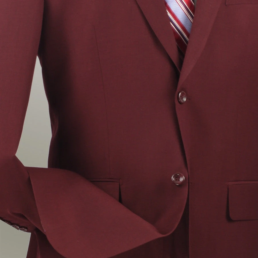 Monte Carlo Collection - Regular Fit 2 Piece 2 Button Textured Weave Burgundy 4 Monte Carlo Collection - Regular Fit 2 Piece 2 Button Textured Weave Burgundy - Image 2