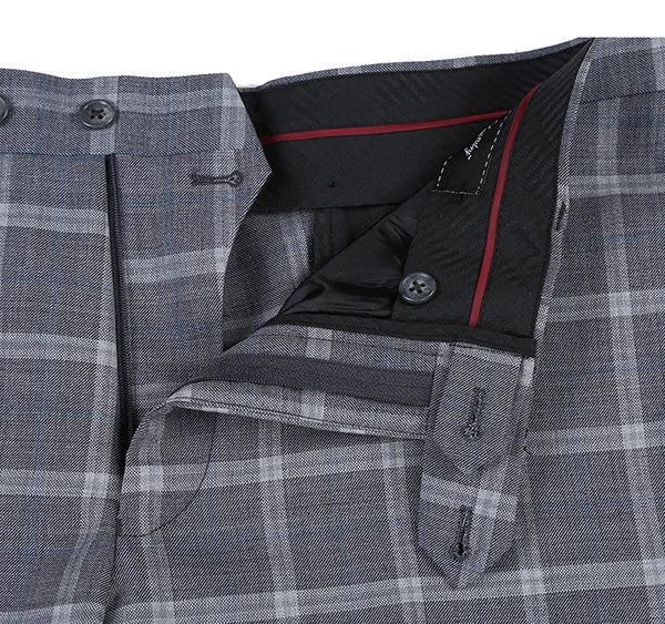 English Laundry 2-Piece Gray Plaid Wool Blend Slim Fit Suit 12 English Laundry 2-Piece Gray Plaid Wool Blend Slim Fit Suit - Image 10