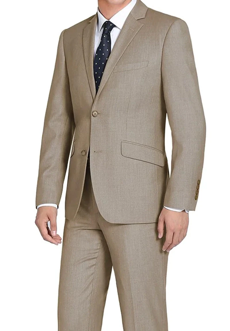 Vanderbilt Collection- Classic 2 Piece Suit 2 Buttons Regular Fit In Taupe 3 Vanderbilt Collection- Classic 2 Piece Suit 2 Buttons Regular Fit In Taupe