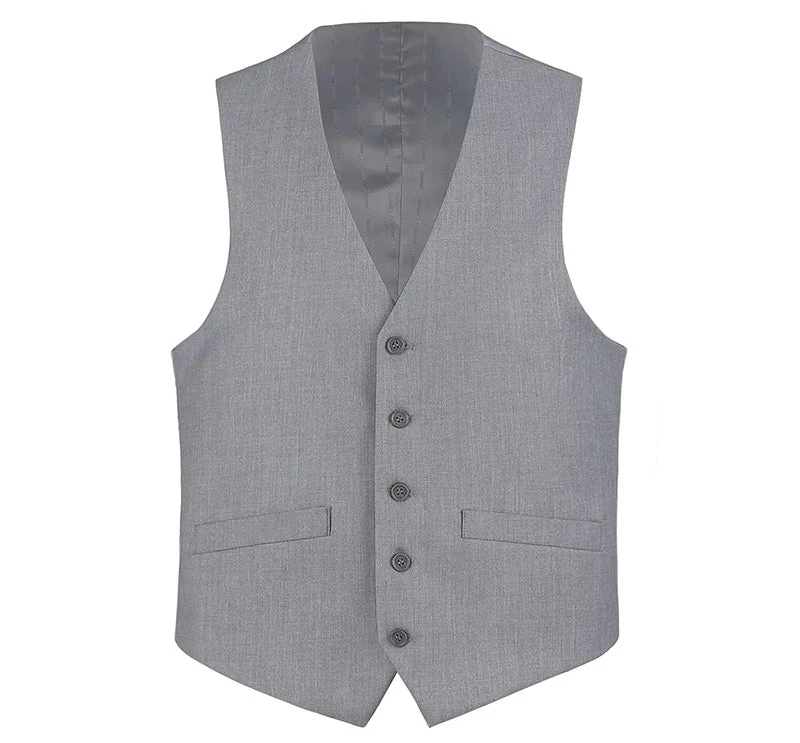 Vanderbilt Collection- Classic Dress Vest 5 Buttons Regular Fit In Gray 4 Vanderbilt Collection- Classic Dress Vest 5 Buttons Regular Fit In Gray - Image 2