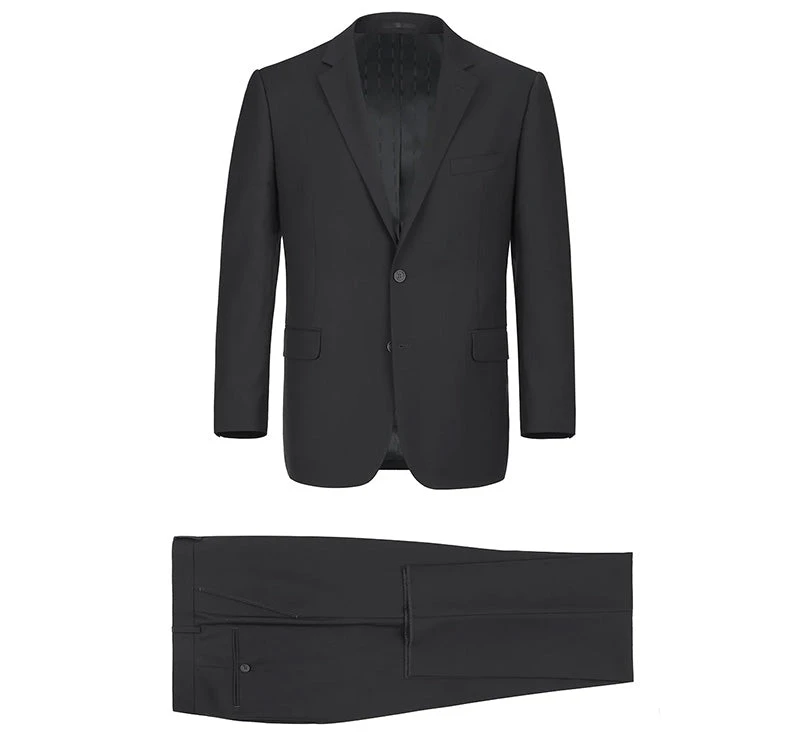 Vanderbilt Collection - Classic 2 Piece Suit 2 Buttons Regular Fit In Black 10 Vanderbilt Collection - Classic 2 Piece Suit 2 Buttons Regular Fit In Black - Image 8