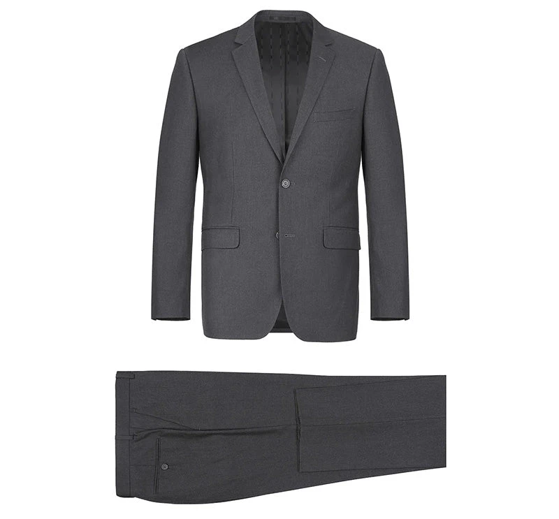 Vanderbilt Collection- Classic 2 Piece Suit 2 Buttons Regular Fit In Charcoal Gray 10 Vanderbilt Collection- Classic 2 Piece Suit 2 Buttons Regular Fit In Charcoal Gray - Image 8