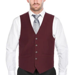 Vanderbilt Collection - Classic Dress Vest 5 Buttons Regular Fit In Burgundy