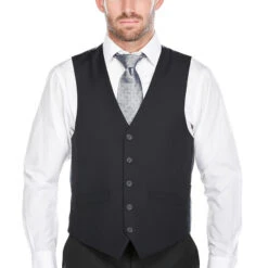 Vanderbilt Collection- Classic Dress Vest 5 Buttons Regular Fit In Dark Navy