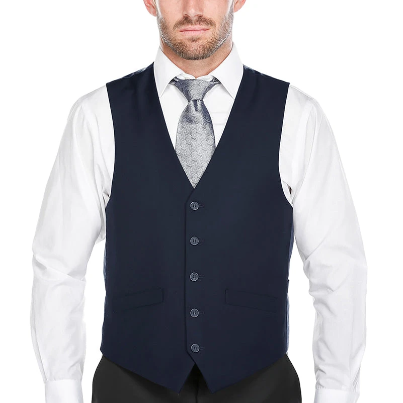 Vanderbilt Collection- Classic Dress Vest 5 Buttons Regular Fit In Navy 3 Vanderbilt Collection- Classic Dress Vest 5 Buttons Regular Fit In Navy