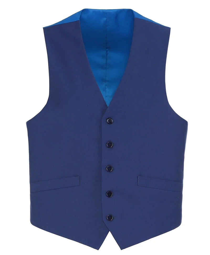 Vanderbilt Collection- Classic Dress Vest 5 Buttons Regular Fit In Blue 4 Vanderbilt Collection- Classic Dress Vest 5 Buttons Regular Fit In Blue - Image 2