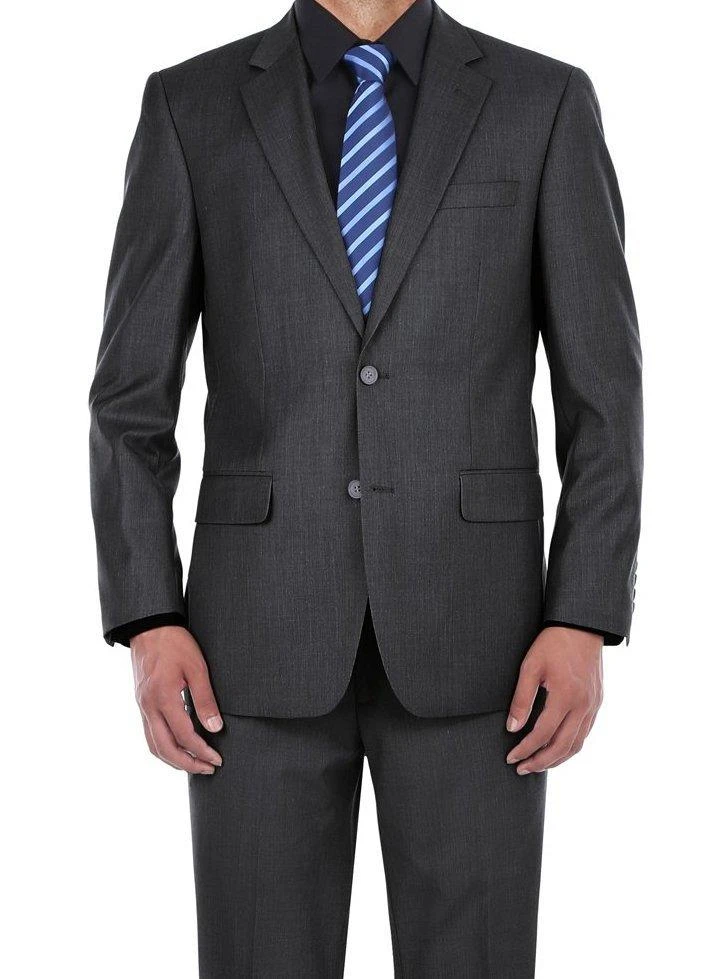 Vanderbilt Collection- Classic 2 Piece Suit 2 Buttons Regular Fit In Charcoal Gray 4 Vanderbilt Collection- Classic 2 Piece Suit 2 Buttons Regular Fit In Charcoal Gray - Image 2