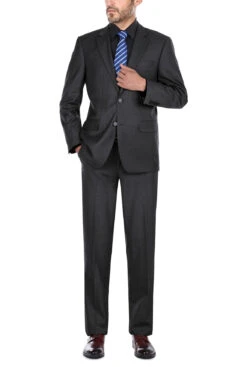 Vanderbilt Collection- Classic 2 Piece Suit 2 Buttons Regular Fit In Charcoal Gray 13 Vanderbilt Collection- Classic 2 Piece Suit 2 Buttons Regular Fit In Charcoal Gray -Sapphire Dress Shop 202 1 2