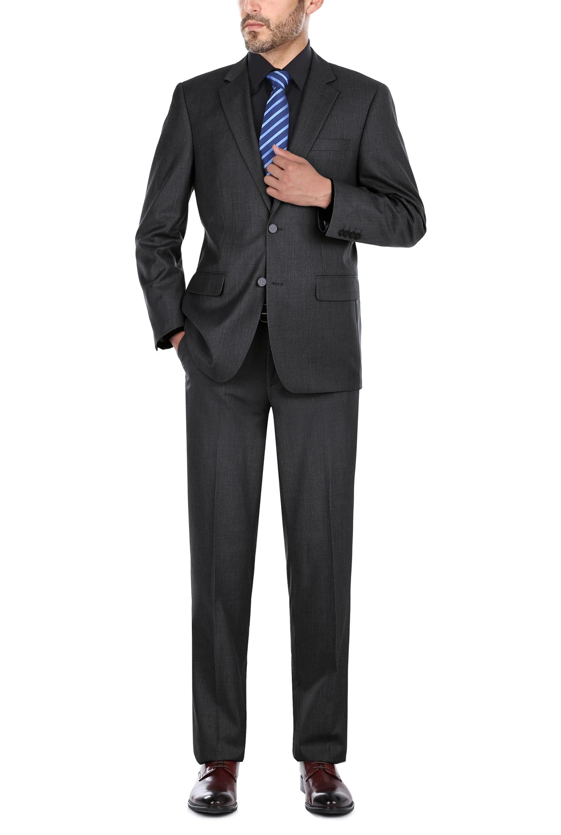 Vanderbilt Collection- Classic 2 Piece Suit 2 Buttons Regular Fit In Charcoal Gray 6 Vanderbilt Collection- Classic 2 Piece Suit 2 Buttons Regular Fit In Charcoal Gray - Image 4