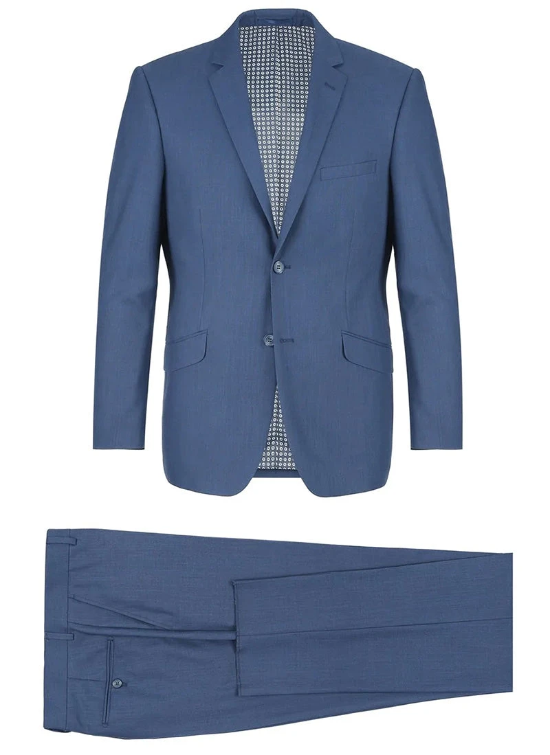 Regular Fit 2 Piece Notch Lapel 2 Button Suit In Blue 4 Regular Fit 2 Piece Notch Lapel 2 Button Suit In Blue - Image 2