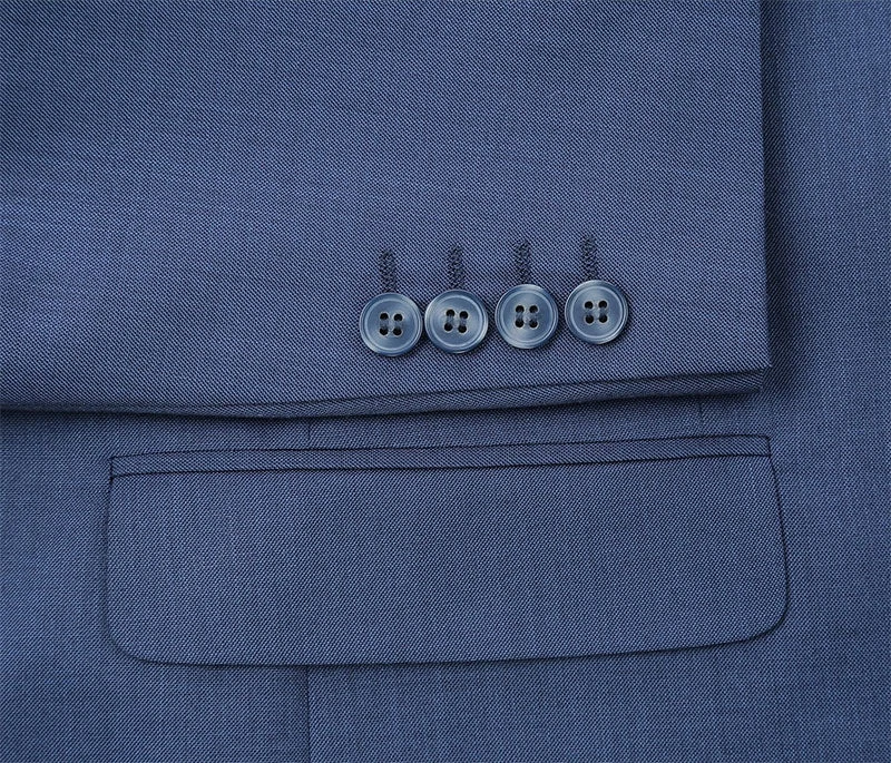 Regular Fit 2 Piece Notch Lapel 2 Button Suit In Blue 7 Regular Fit 2 Piece Notch Lapel 2 Button Suit In Blue - Image 5